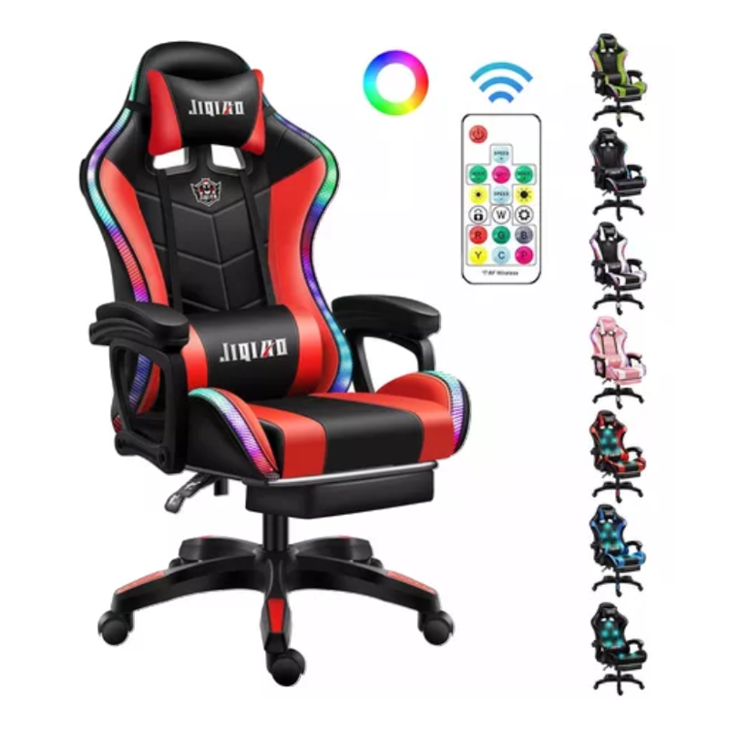 Silla Gamer Ergonómica Con Luces Led Reclinable Masajedor