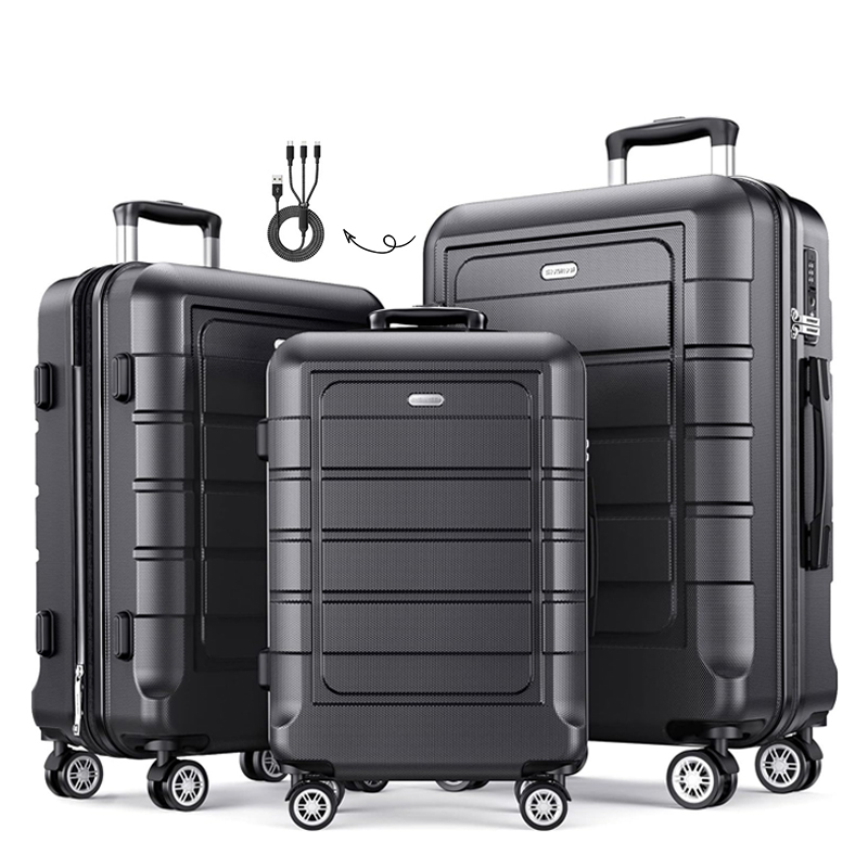 SHOWKOO Juegos de Equipaje Ampliable PC+ABS Maleta Duradera Ruedas Dobles TSA Lock 3 Piezas