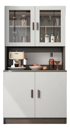 Armario De Cocina Compacto Con Gabinete Y Mostrador 80cm Color Marrón