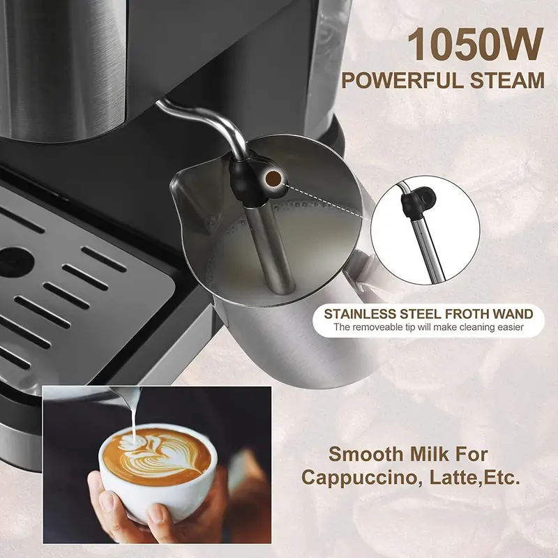 Máquina de espresso de calentamiento rápido, con varita para espumar leche - Perfecta para baristas en casa y RVs - Presión de 20 bares para un café rico y sabroso
