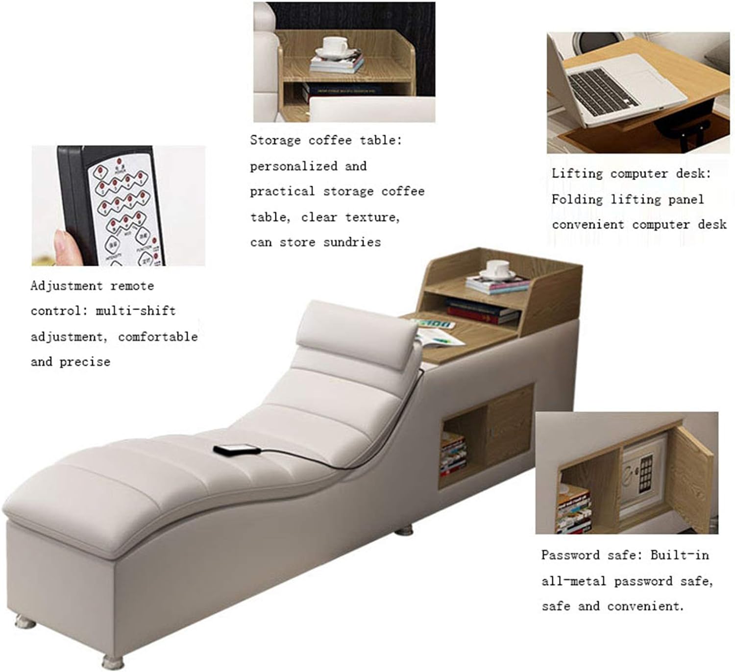 Cama tatami de masaje multifuncional del dormitorio principal moderno Cama doble 1.8 con cama de masaje inteligente, espacio de almacenamiento múltiple incorporado, almacenamiento conveniente—Antifaz para aliviar el sueño