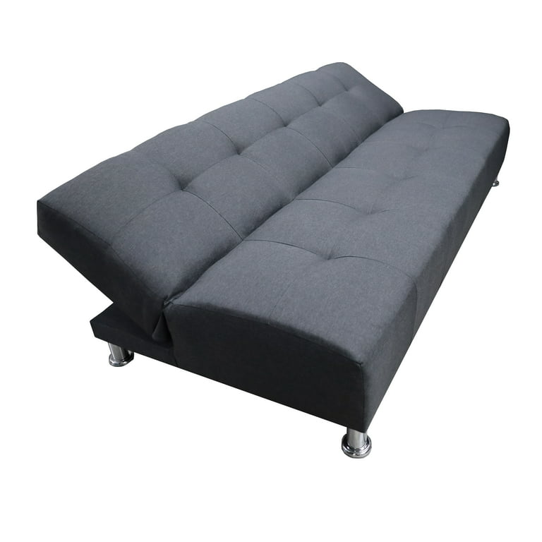 Sofá Cama Reclinable Vegas Lino Gris Oxford Futon 3 Posiciones EL BAZAR STORE Moderno Abotonado-almohada