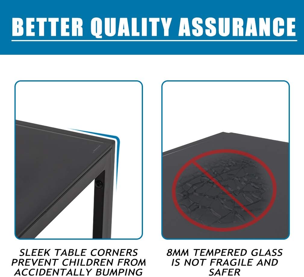 FDW - Juego de Mesa de Comedor de Vidrio para Espacios pequeños, Mesa de Cocina y sillas para 4 mesas con sillas, Muebles de hogar, rectangulares, Modernos (Vidrio Negro)-trapo