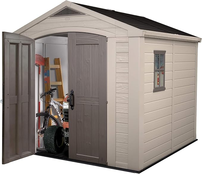 Keter Cobertizo de Almacenamiento, Factor 6X8, para Exterior, Color Beige, Jardin