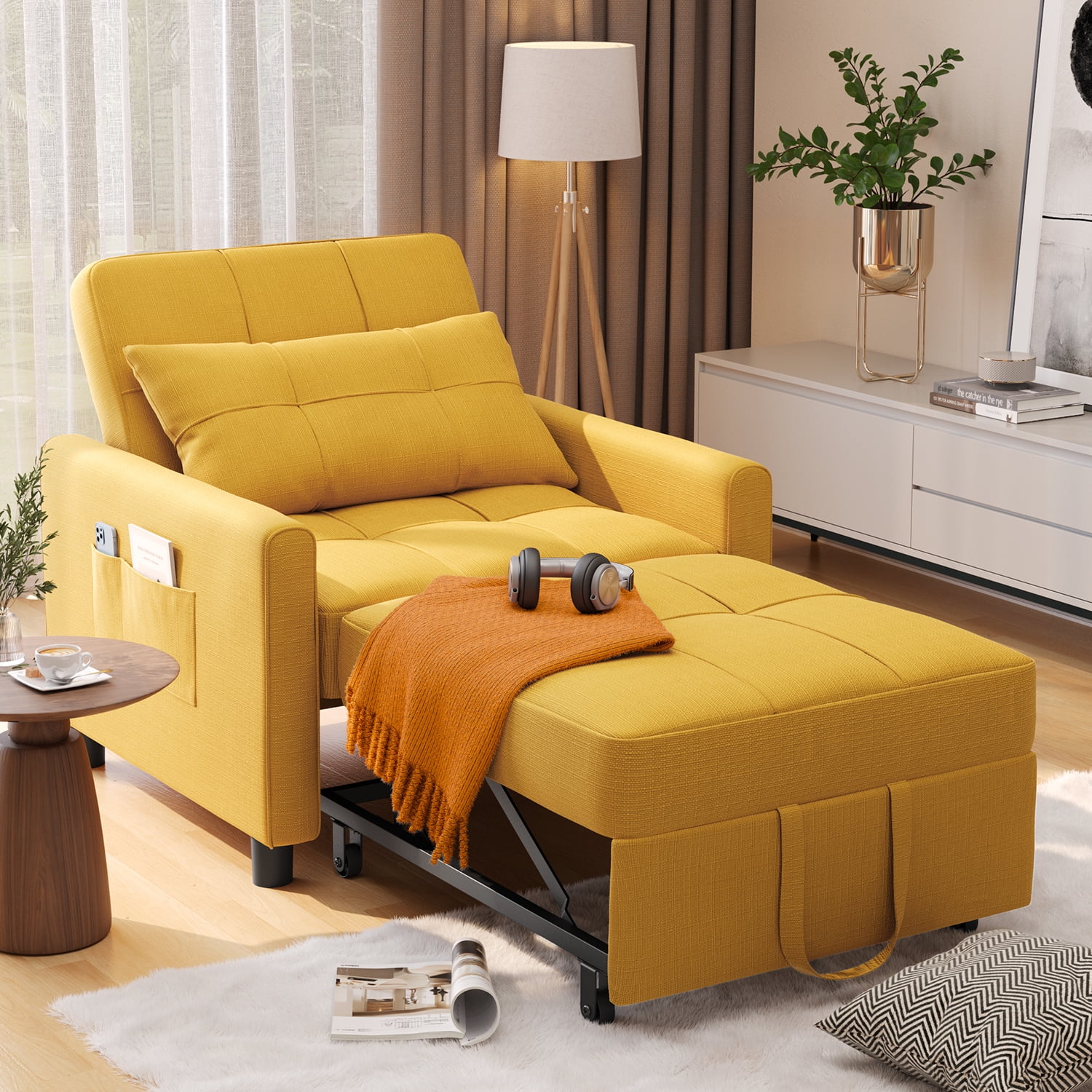 Sofá Cama Silla 3 en 1, Silla Convertible Cama Individual-taza