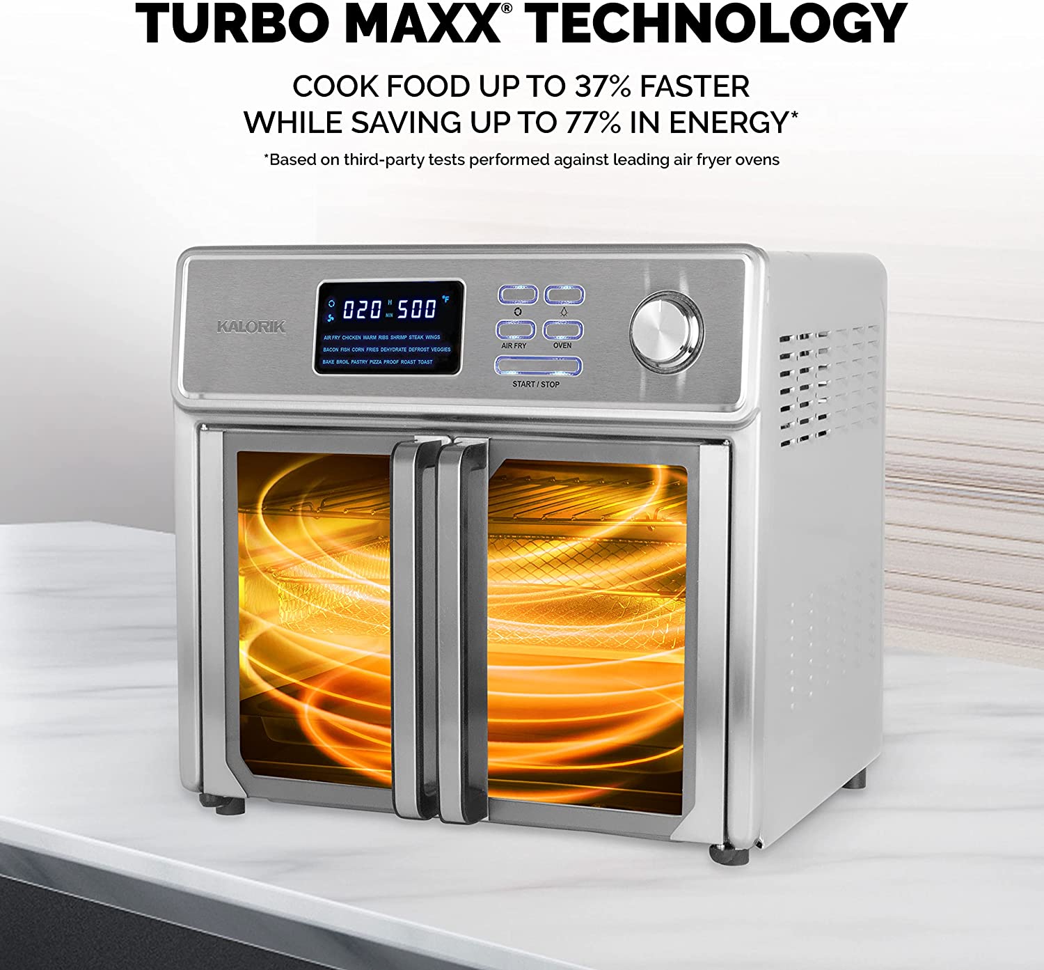 Horno freidora de aire digital AFO 46045 SS Combinación de horno tostador de encimera 10 en 1 de 26 cuartos y freidora de aire, asador, asador, deshidratador y más | 9 Accesorios y libro de cocina