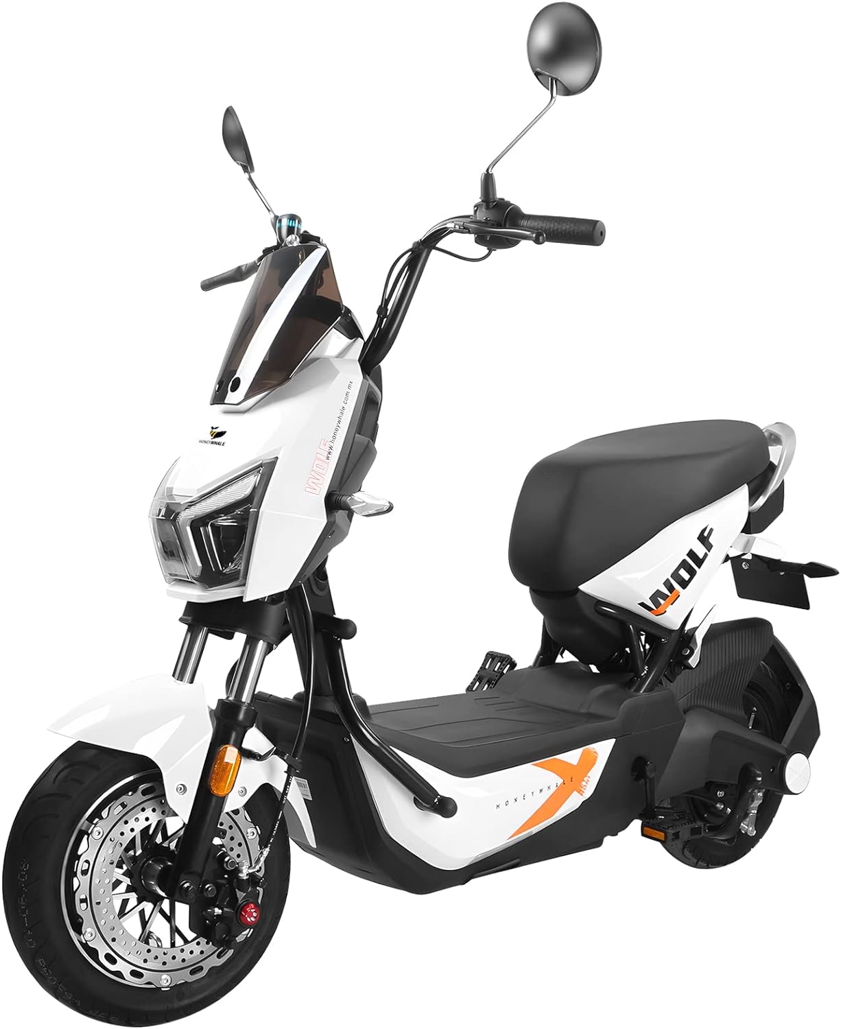 Wolf Bicicleta Electrica para Adultos, Bicimoto Eléctrica con Alarma, Máxima del Motor 1200W, Velocidad Máxima 55KM/H, Autonomía 50-55KM, Batería (72V, 20AH), Emite 7 Colores de luz