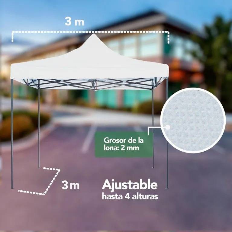 Toldo Carpa Impermeable 3x3 M + Mesa Plegable 180cm portatil COMBO-KH-140