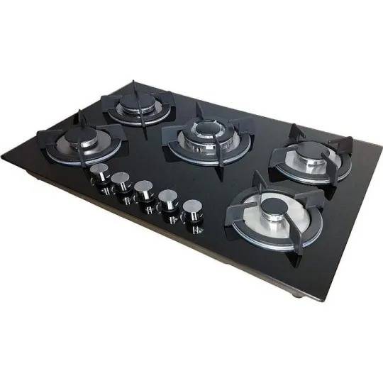 Parrilla de Gas Empotrable 5 Quemadores De Gas Cristal Templado Empotrable Grueso Estufas Empotrables Hogar Cocina Gas Natural o Gas LP Estufa de Mesa Parrillas