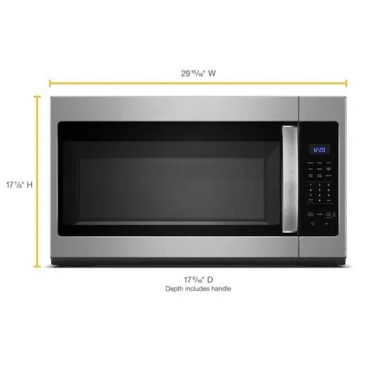Ventilador de 2 velocidades, 1.7 pies cúbicos, 1000 vatios, 29.94 pulgadas, microondas para colocar sobre la cocina (acero inoxidable resistente a huellas dactilares)