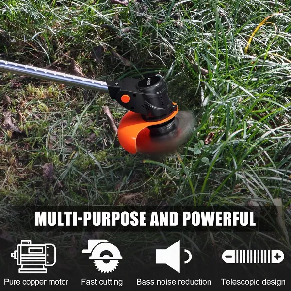 Cordless String Weed Tiller Cultivator, Trimmer & Edger with Battery and Charger