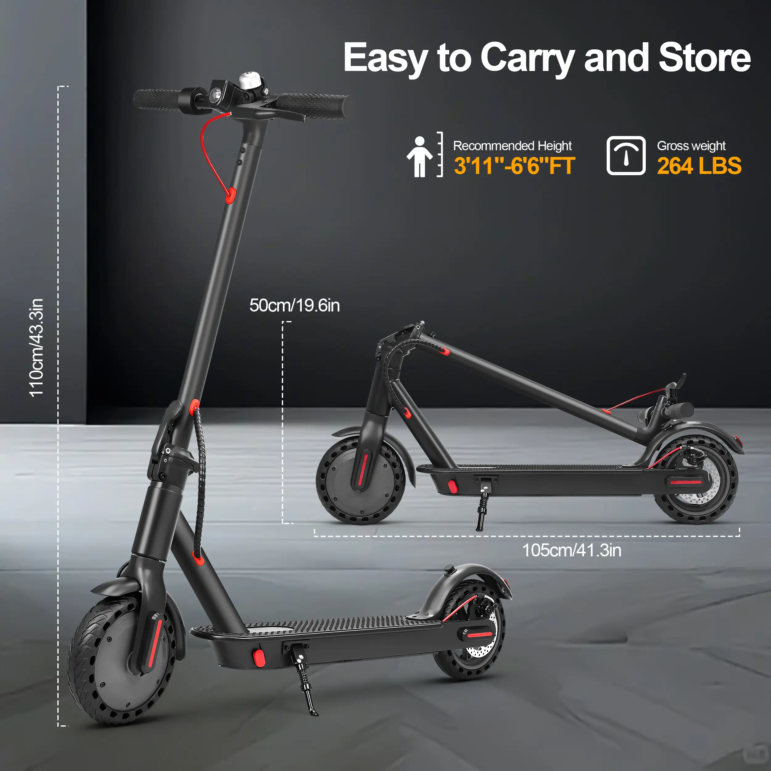 Patinete eléctrico: velocidad máxima de 19 MPH, autonomía de 21 millas, motor de 350 W, batería de largo alcance, neumáticos macizos de 8.5 pulgadas, capacidad de ascenso, doble sistema de frenos, conectividad con App. Patinete plegable y portátil, ideal