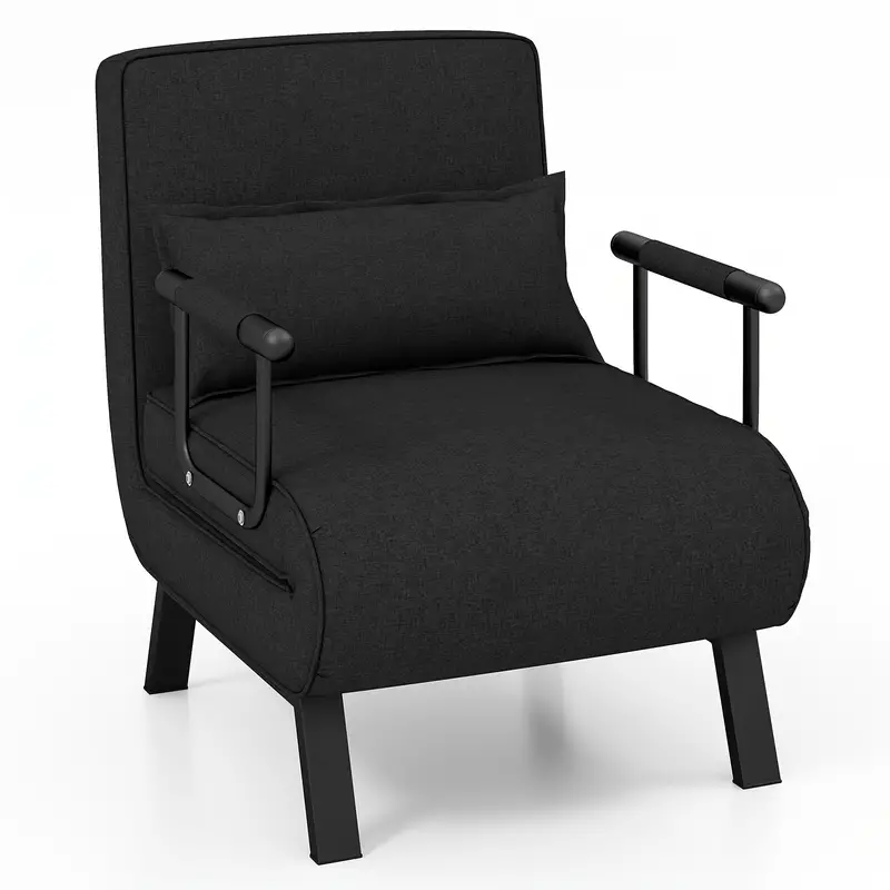 Sillón cama convertible redondo con cojín.