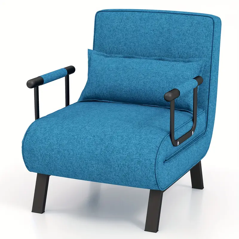 Sillón cama convertible redondo con cojín.