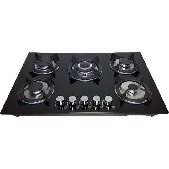 Parrilla de Gas Empotrable 5 Quemadores De Gas Cristal Templado Empotrable Grueso Estufas Empotrables Hogar Cocina Gas Natural o Gas LP Estufa de Mesa Parrillas