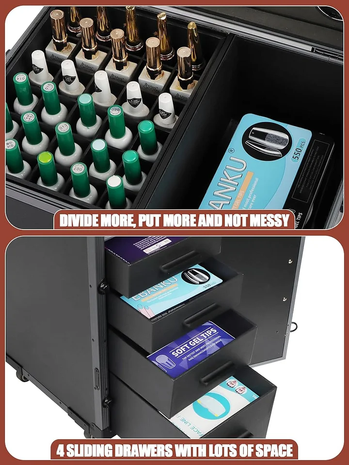 Mesa de manicura enrollable para tren de maquillaje con computadora de uñas plegable, estación de trabajo de maquillaje