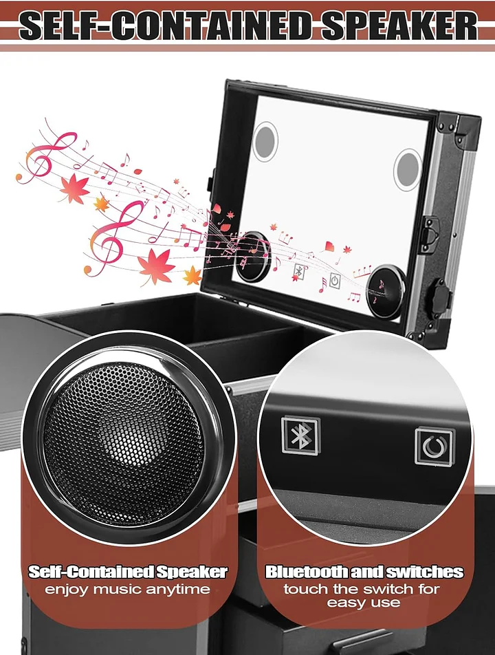 Mesa de manicura enrollable para tren de maquillaje con computadora de uñas plegable, estación de trabajo de maquillaje