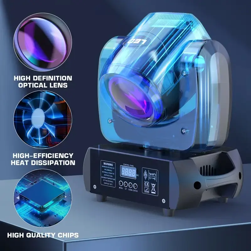 Iluminación DMX 150W, luz LED para DJ con modo automático, cabezal móvil de acero, pantalla para KTV, bares, clubes, Halloween, Navidad, fiestas, festivales, luz de haz de luz con control de sonido, luz giratoria para escenarios de eventos.