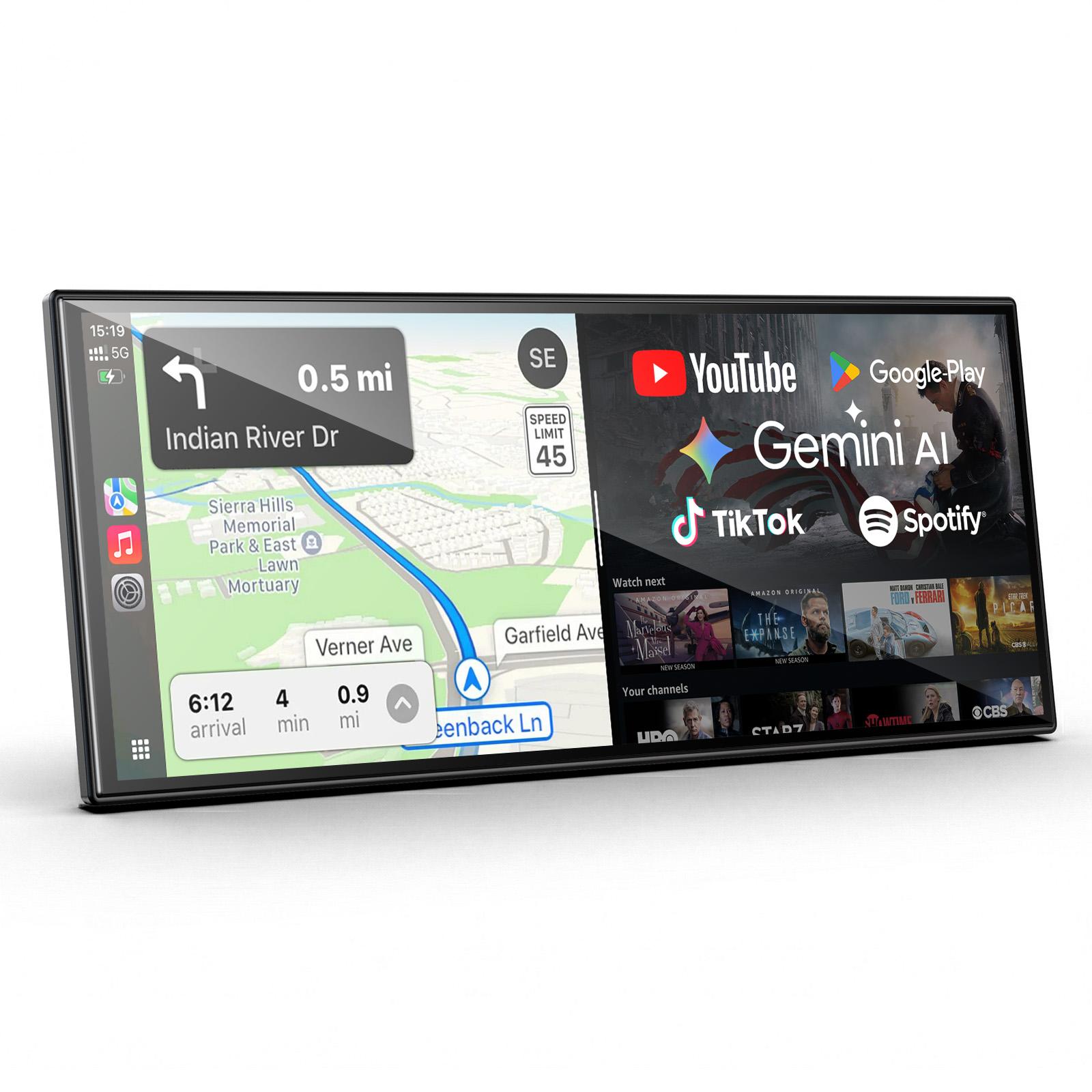 Pantalla para coche de 11" con IA: Gemini + GPS sin conexión + Apps | No solo CarPlay — Android 15 abierto (4 GB + 64 GB)