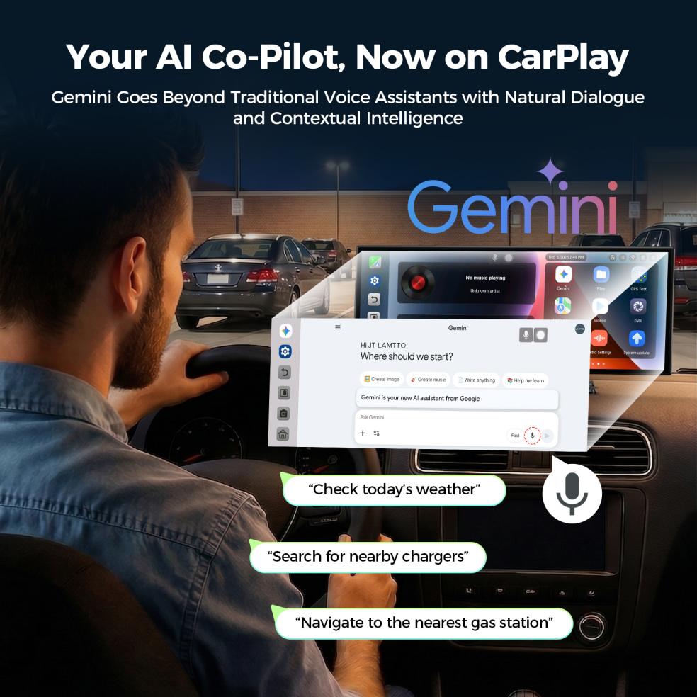 Pantalla para coche de 11" con IA: Gemini + GPS sin conexión + Apps | No solo CarPlay — Android 15 abierto (4 GB + 64 GB)