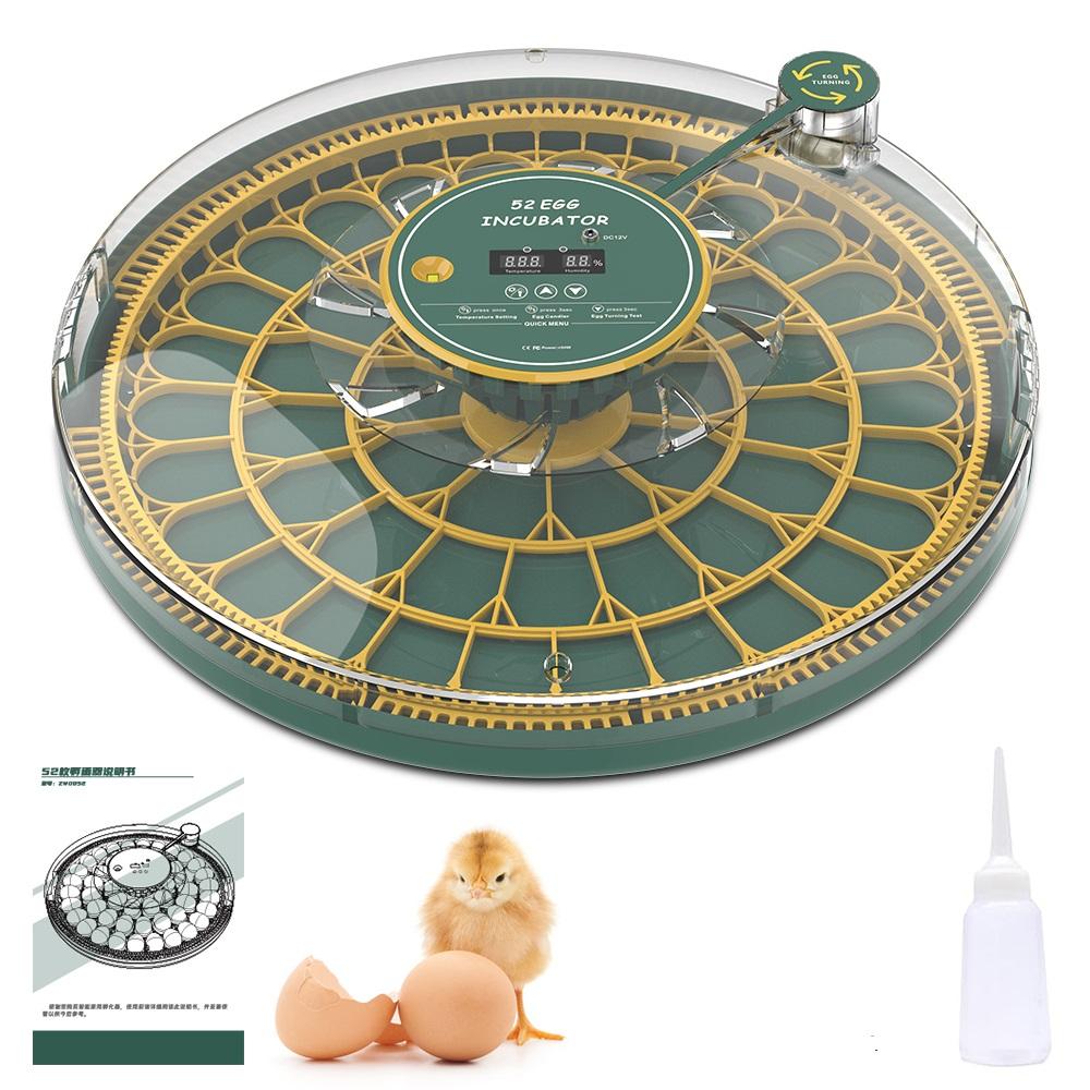 Incubadora de 30 huevos con volteador automático, pantalla digital de temperatura y humedad, y ovoscopio integrado para la incubación de pollos, codornices y patos.