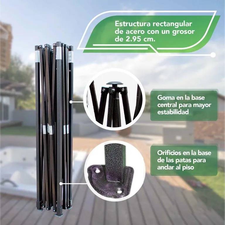 Toldo Carpa Impermeable 3x3 M + Mesa Plegable 180cm portatil COMBO-KH-140