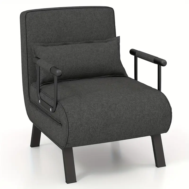 Sillón cama convertible redondo con cojín.