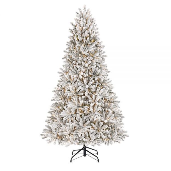 Colección de Navidad — Árbol de Navidad artificial Fraser Fir Starlight de 7,5 pies, con efecto nevado e iluminación LED preinstalada