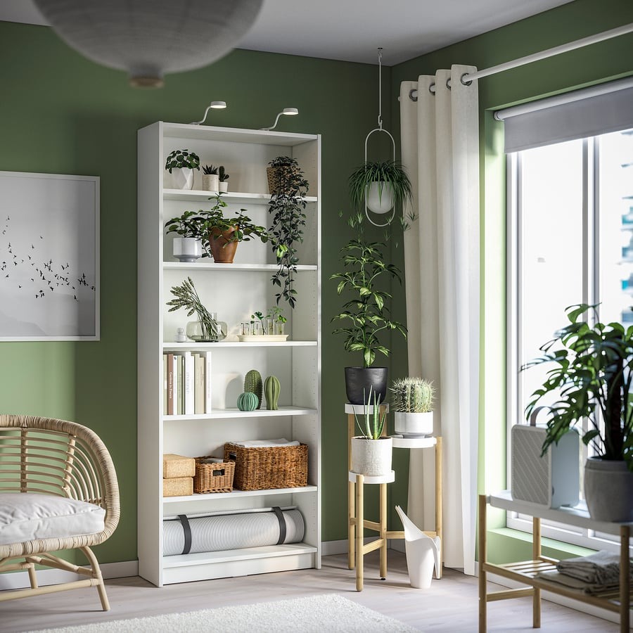 Librero, blanco, 80x28x202 cm