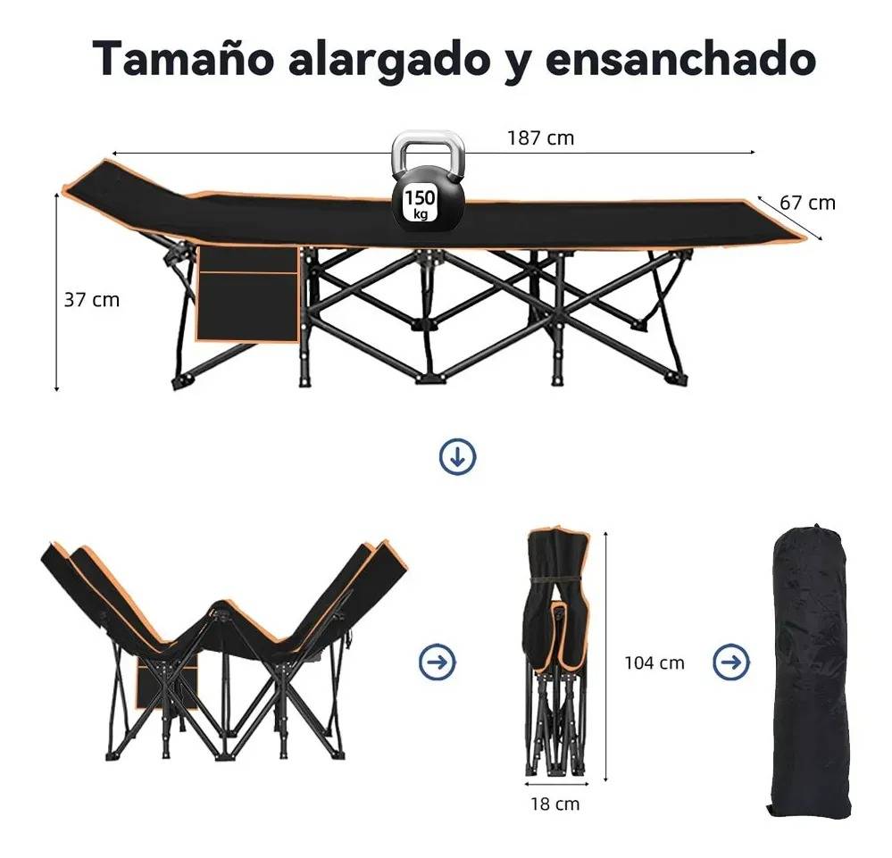 Catre Plegable Acampar Portátil Campismo Con Colchón