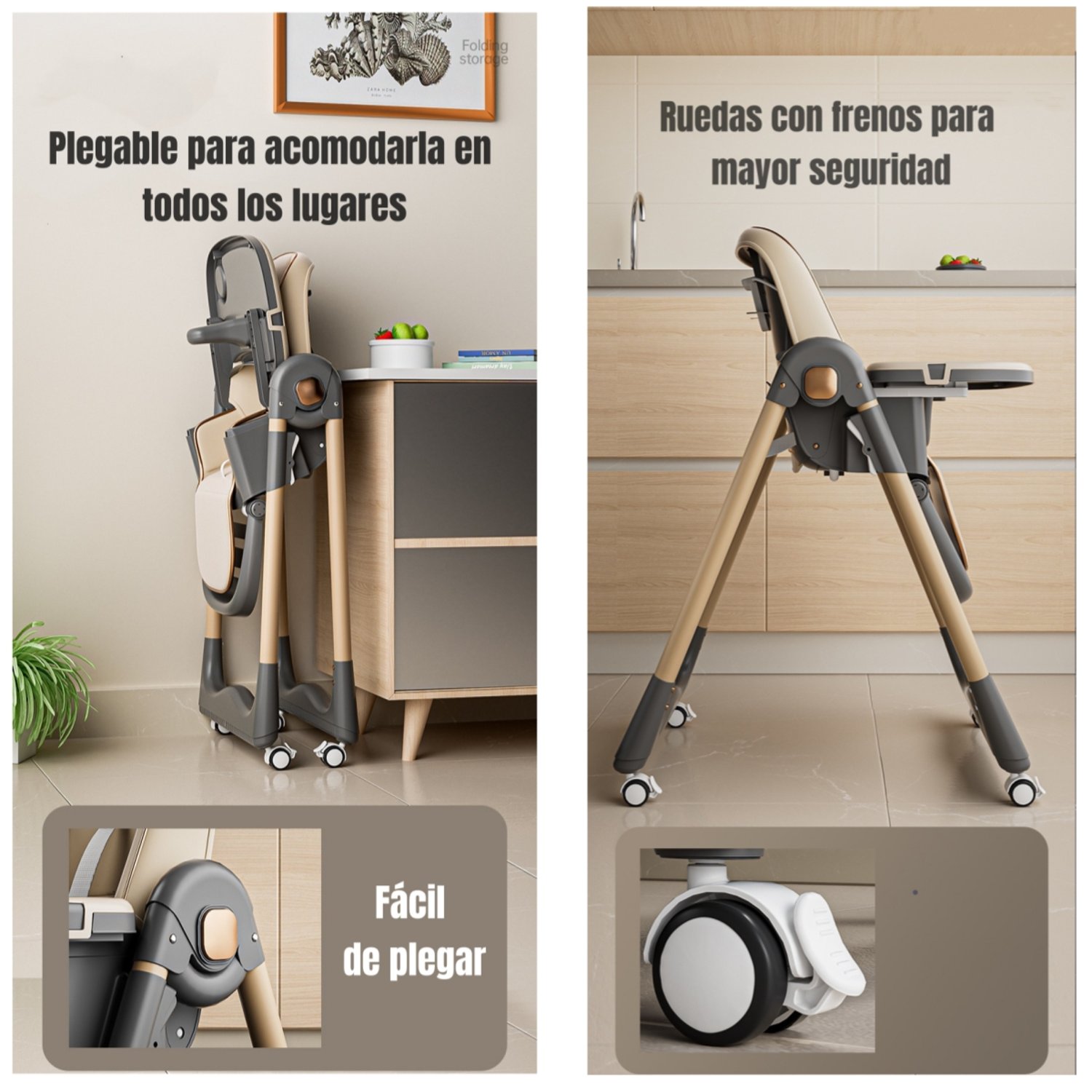 Silla De Comer Reclinable Plegable