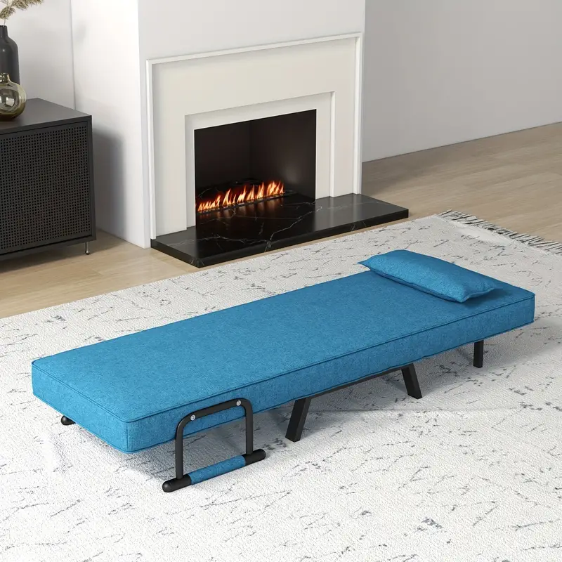 Sillón cama convertible redondo con cojín.