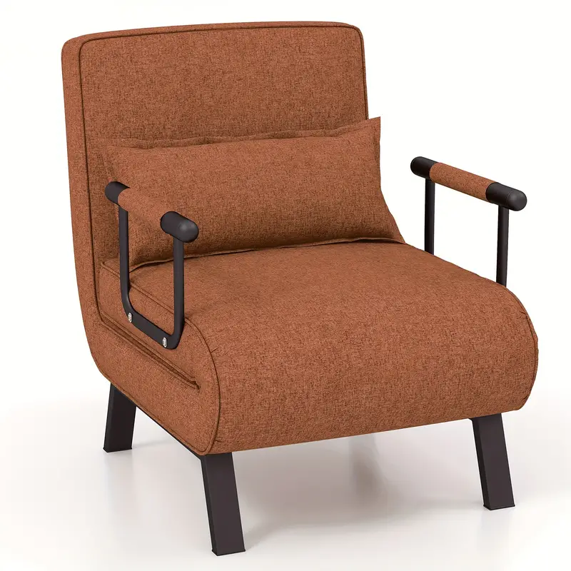 Sillón cama convertible redondo con cojín.