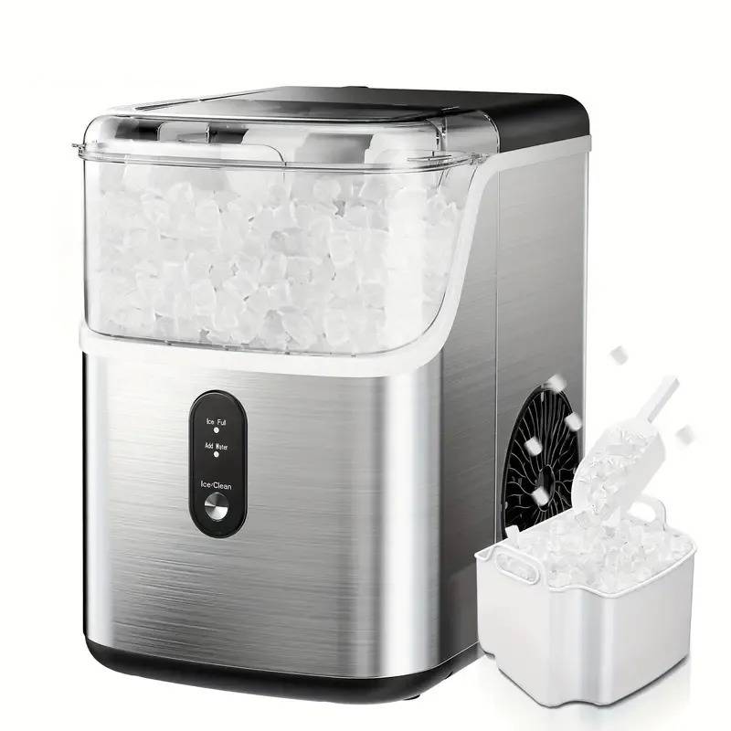 Máquina para hacer hielo en encimera, máquina para hacer hielo NG de 34 lb más máquina para hacer hielo tipo bala de 26 lb, trituradora de hielo masticable suave portátil para el hogar/cocina/camping/RV