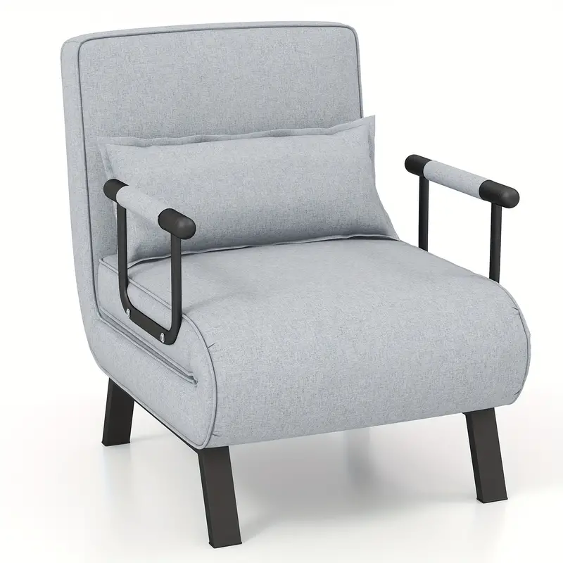 Sillón cama convertible redondo con cojín.