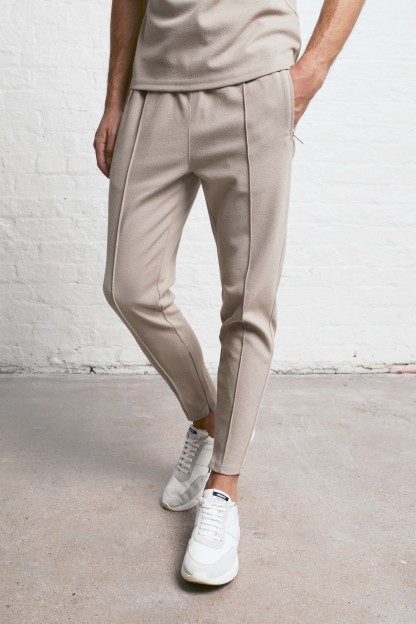 Textured Smart Pleated Pant - Stone
