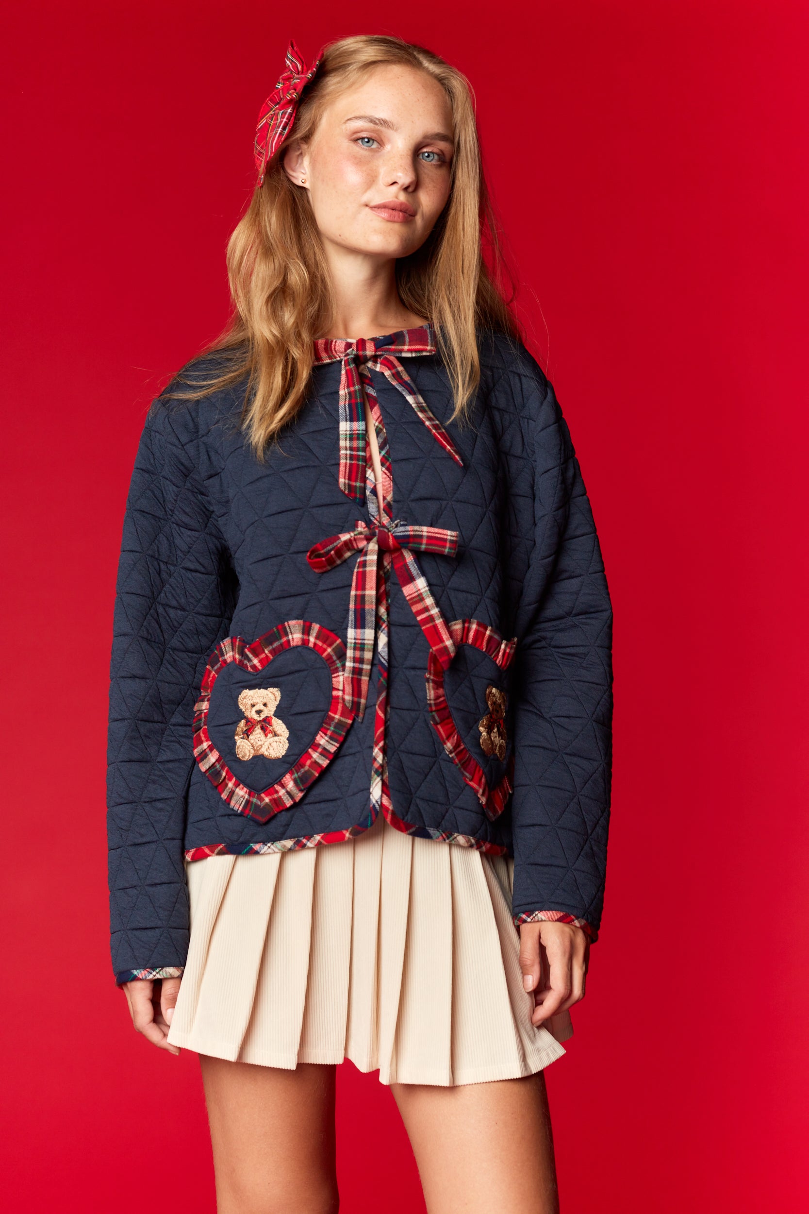 Navy Holiday Bear Jacket (PREORDER) est ship Nov 26th-LL Trendy Clothing Store