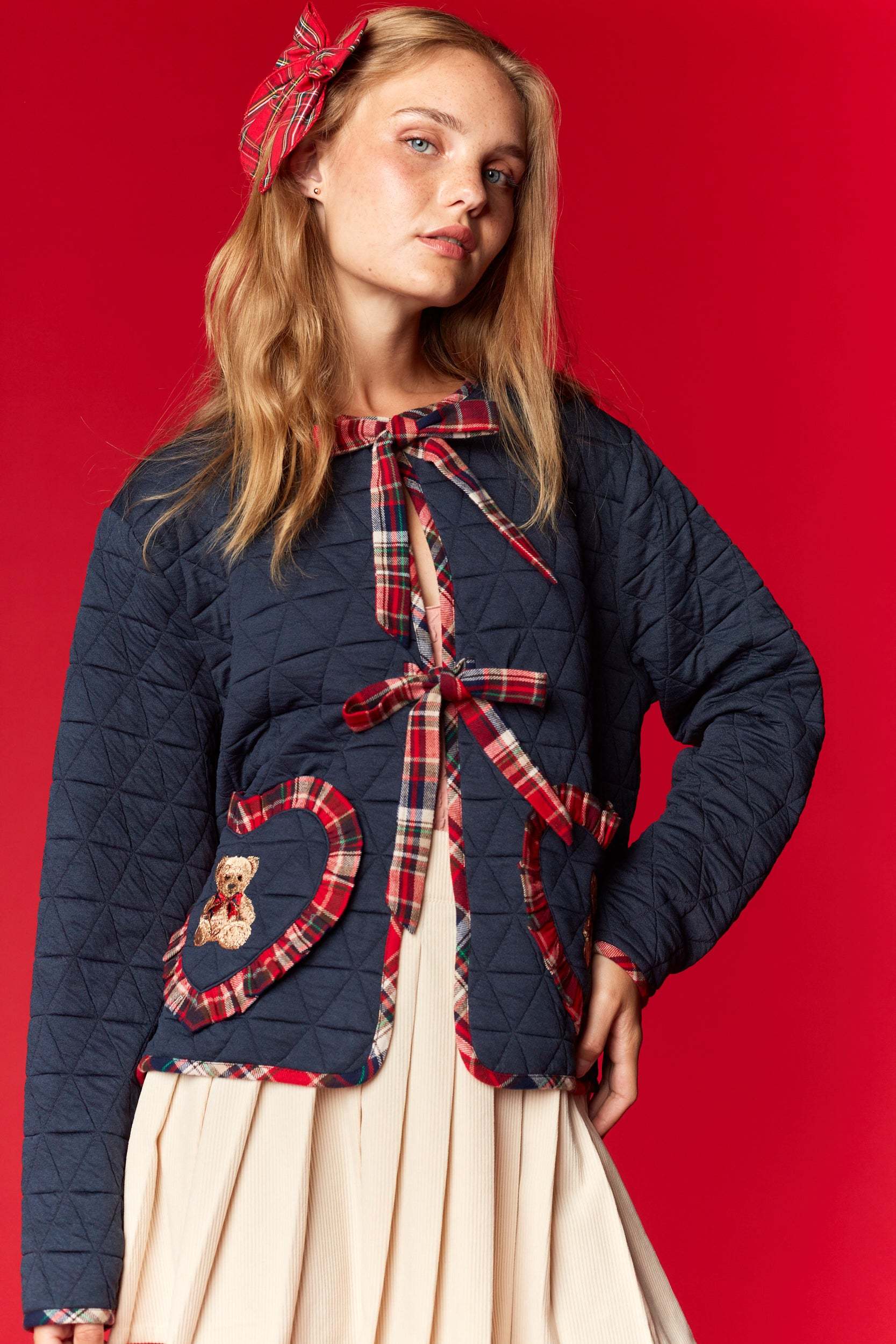 Navy Holiday Bear Jacket (PREORDER) est ship Nov 26th-LL Trendy Clothing Store