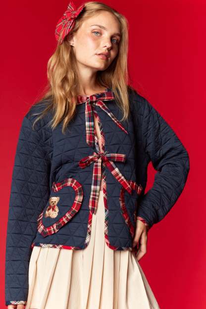 Navy Holiday Bear Jacket (PREORDER) est ship Nov 26th-LL Trendy Clothing Store