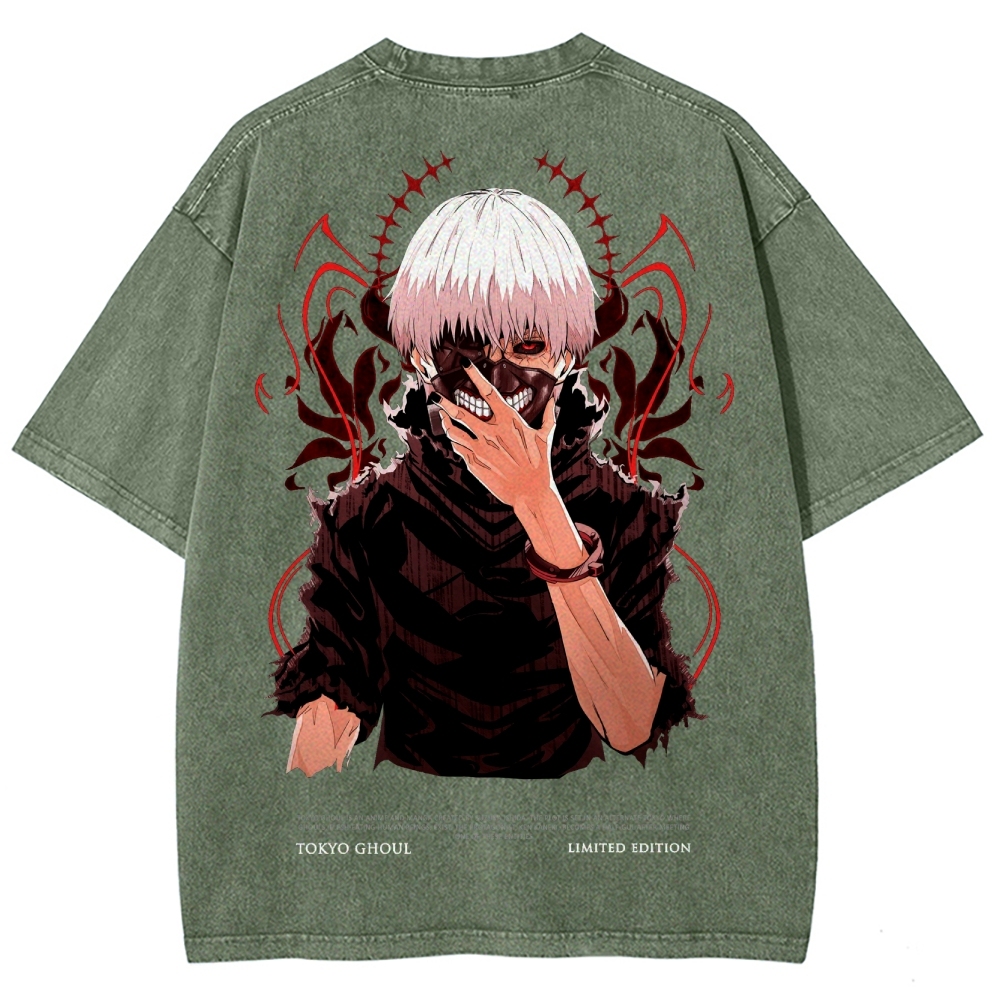 Tokyo Ghoul Kaneki Ken Unisex Fit Washed T-Shirt 2504007608-Uraldept Trendy Clothing Store