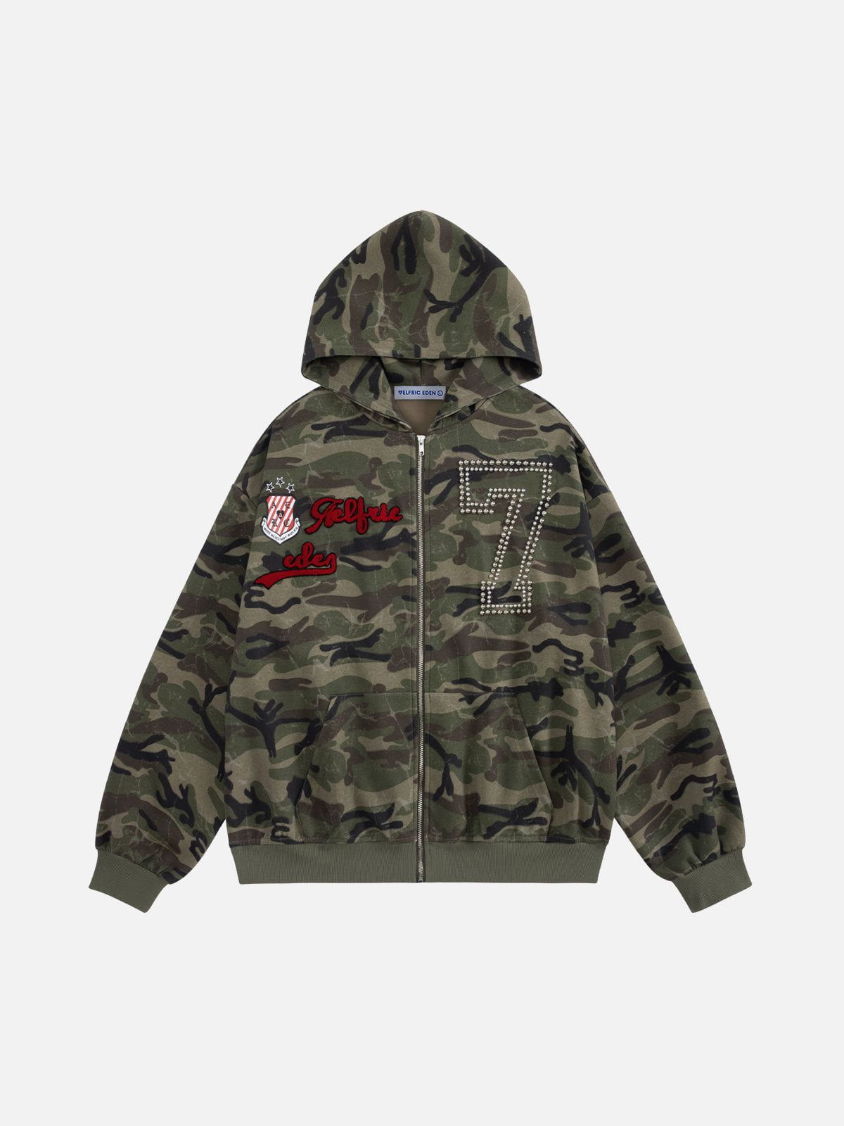Aelfric Eden Boxy Camo Zip Up Hoodie-LL Trendy Clothing Store