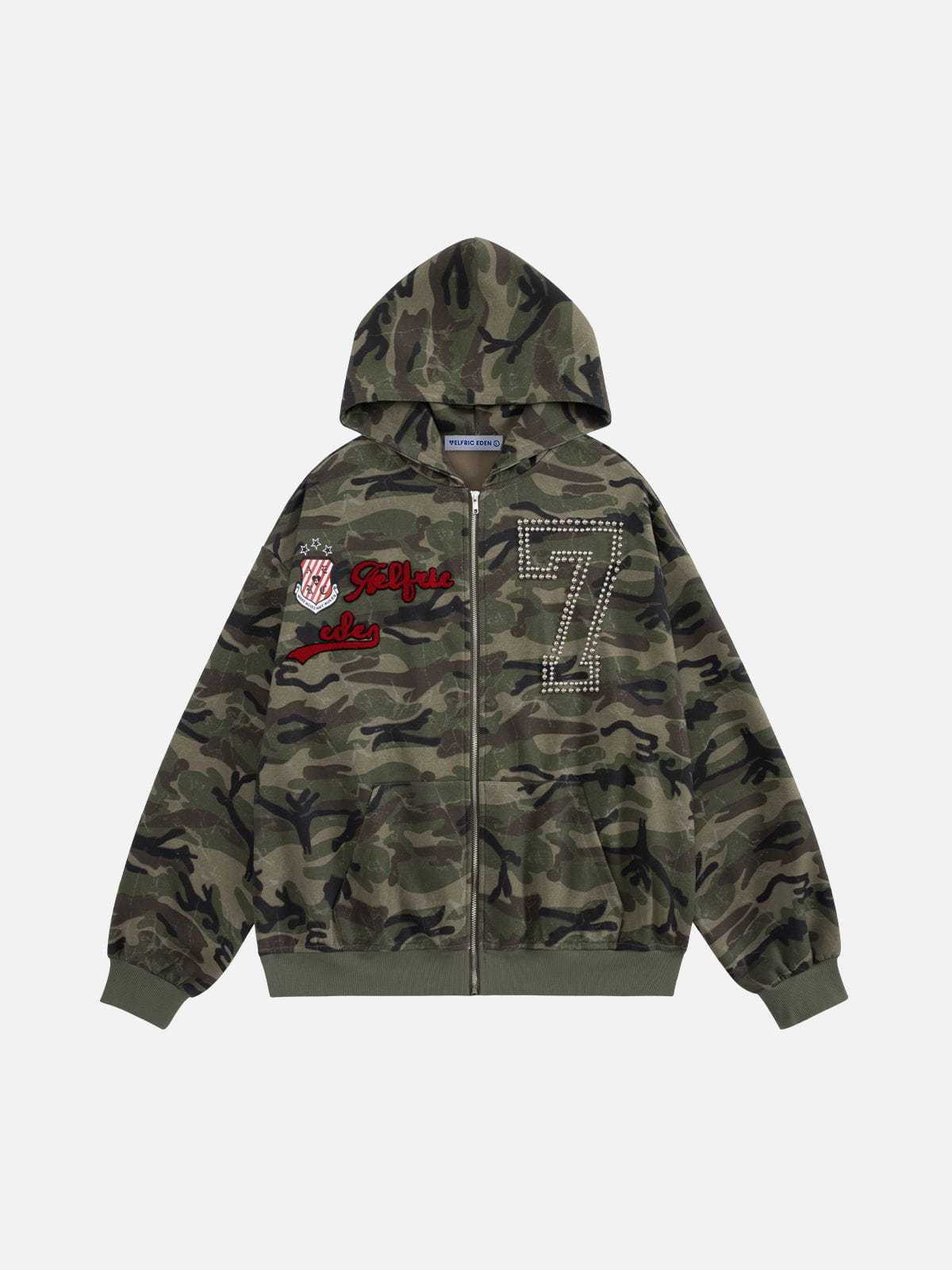 Aelfric Eden Boxy Camo Zip Up Hoodie-LL Trendy Clothing Store