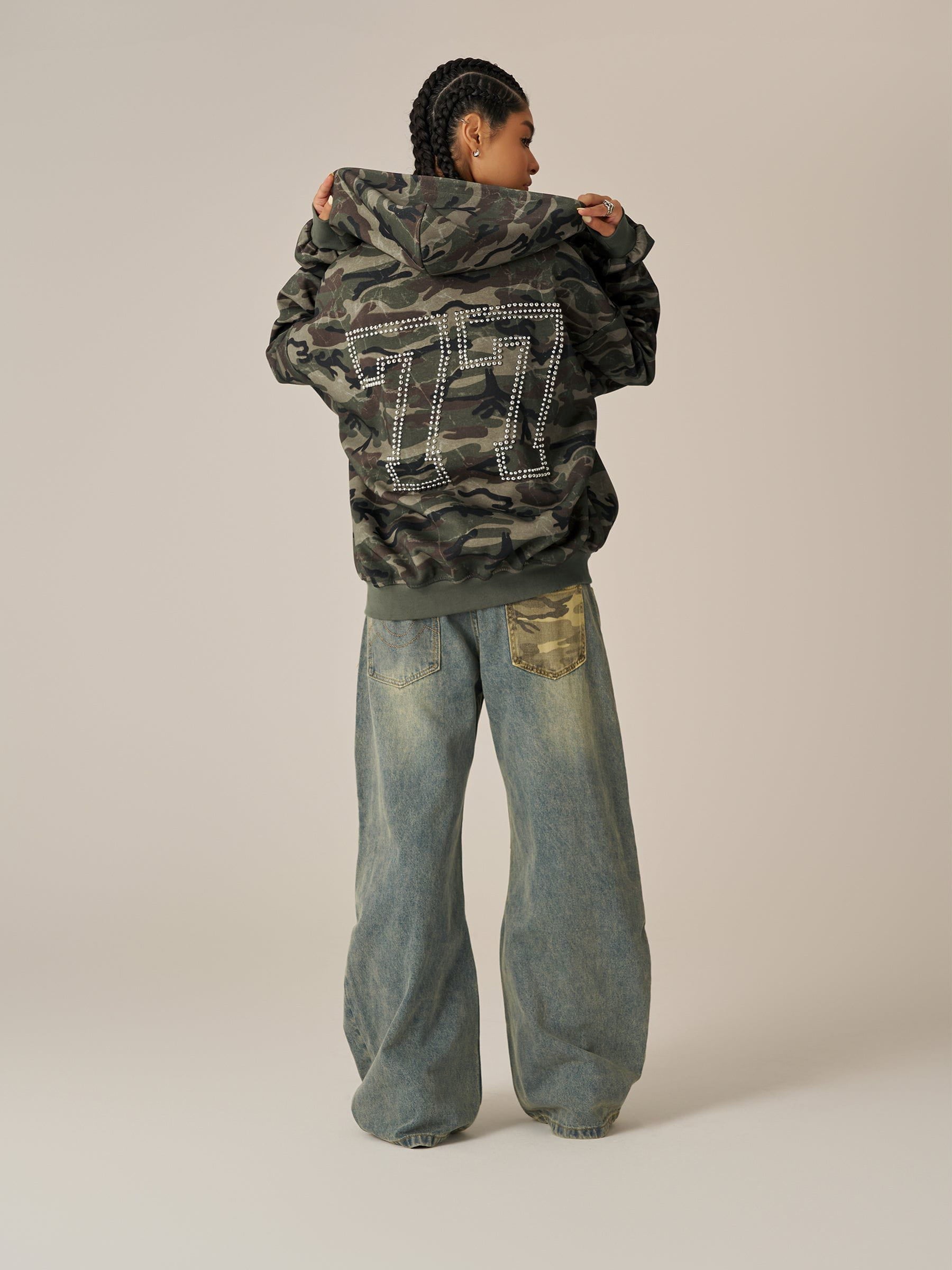 Aelfric Eden Boxy Camo Zip Up Hoodie-LL Trendy Clothing Store