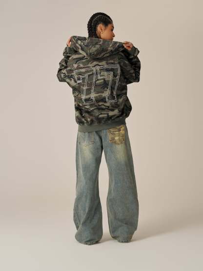 Aelfric Eden Boxy Camo Zip Up Hoodie-LL Trendy Clothing Store