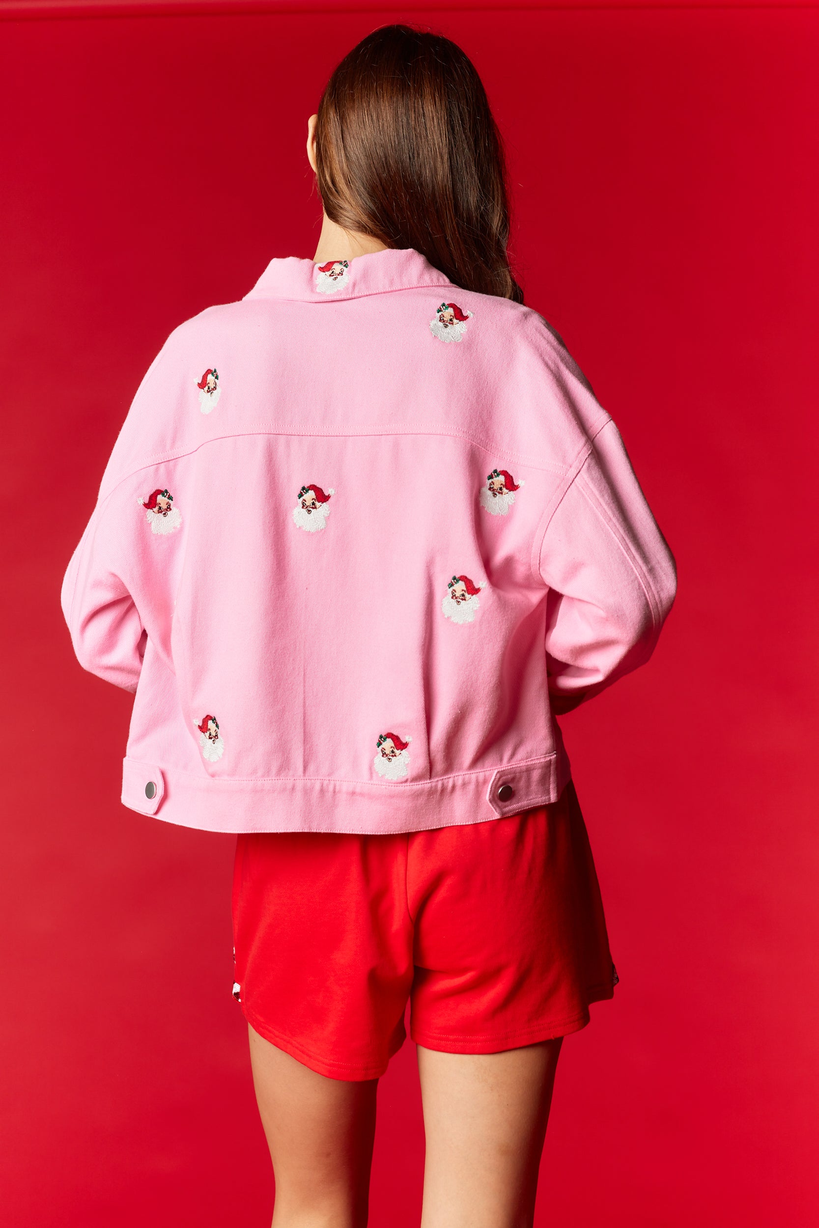 Embroidered Pink & Red Santa Jacket RTS-LL Trendy Clothing Store