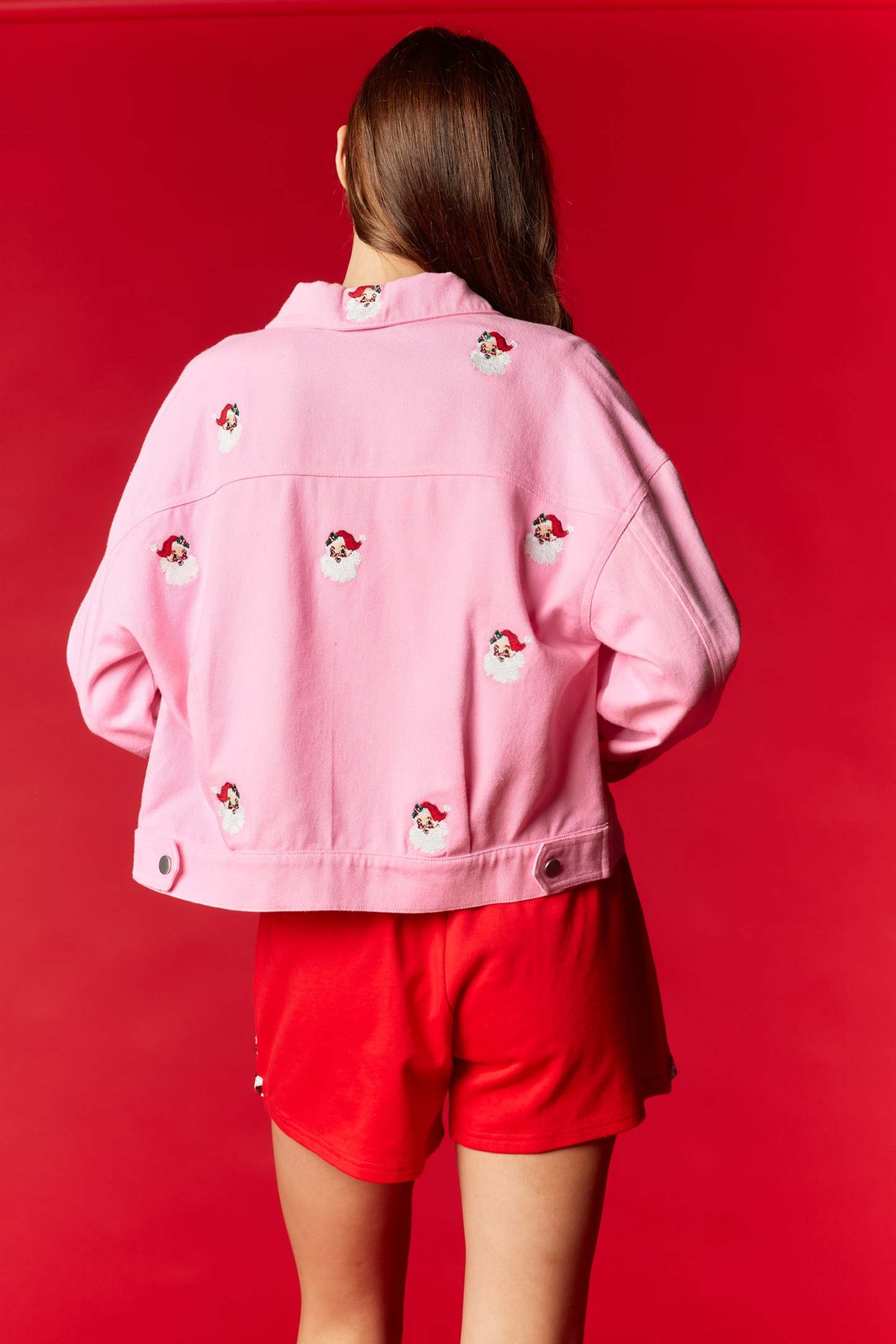 Embroidered Pink & Red Santa Jacket RTS-LL Trendy Clothing Store