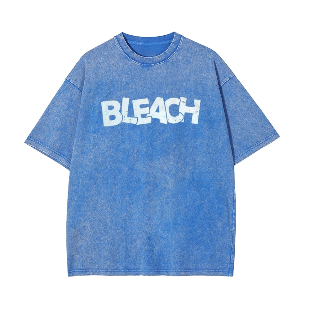 Vintage Unisex-Adult Oversized Washed Cotton T-Shirt Graphic BLEACH - Shinigami T-shirt-Uraldept Trendy Clothing Store