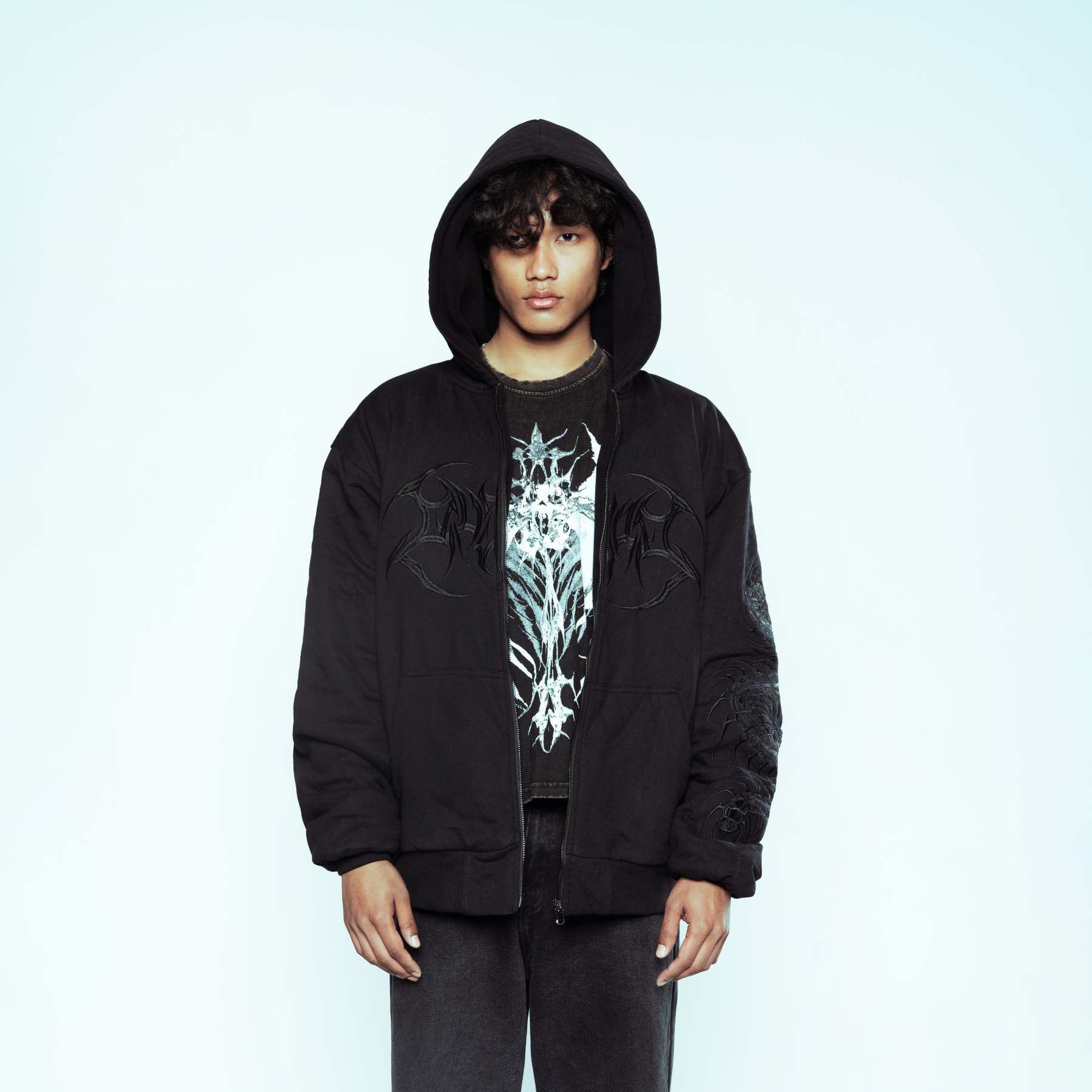 Reincarnate Black Zipup-Uraldept Trendy Clothing Store