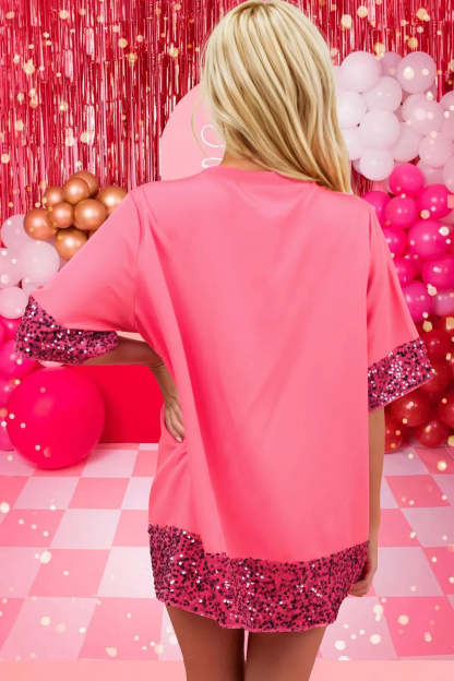 Candy Cane Sequin Half Sleeve T-Shirt-LL Trendy Clothing Store