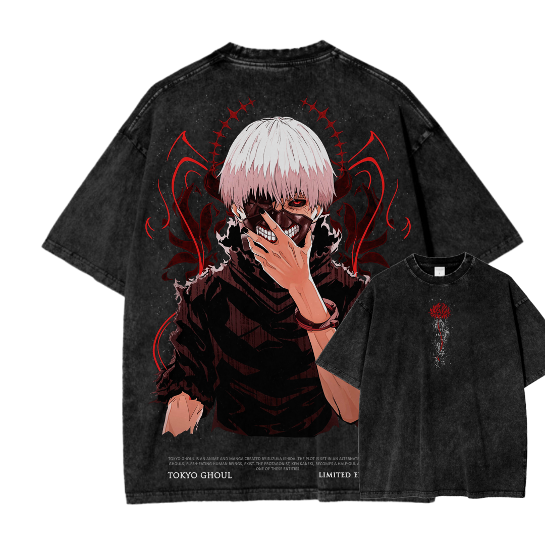Tokyo Ghoul Kaneki Ken Unisex Fit Washed T-Shirt 2504007608-Uraldept Trendy Clothing Store